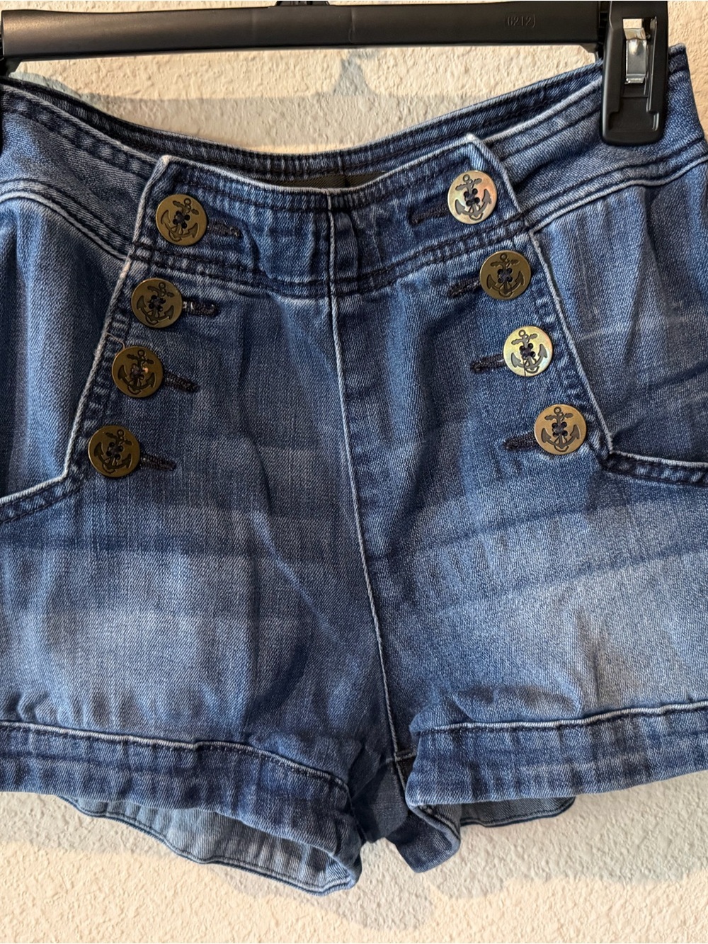 Express Dark Blue Denim Sailor-Style High Waist Shorts